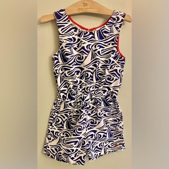 Vineyard Vines girl’s 5 S Romper blue white red EXCELLENT Summer Shorts NEW - Picture 1 of 5